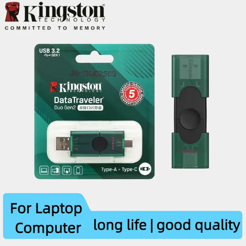 Kingston Original USB 3.2 Dual Type-C USB-A Flash Drive 128GB 256GB OTG Pendrive Memory Stick for iPhone 15 16 DTDEG2 U Disk