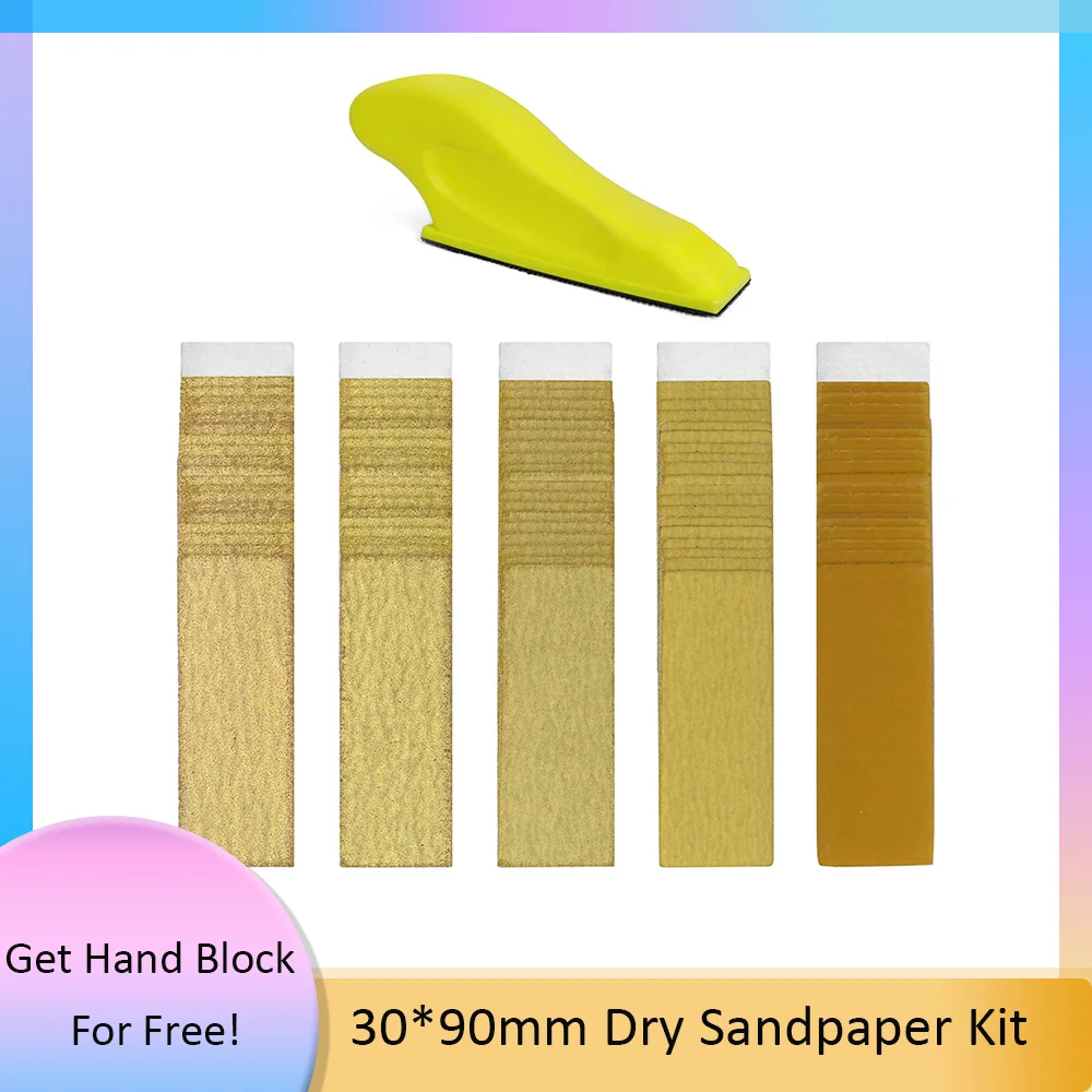 50Pcs Detail Dry Sandpaper Kit for Micro Sander Detail Handle Sanding Tools  Tight Narrow Spaces Polishing for Woodworking