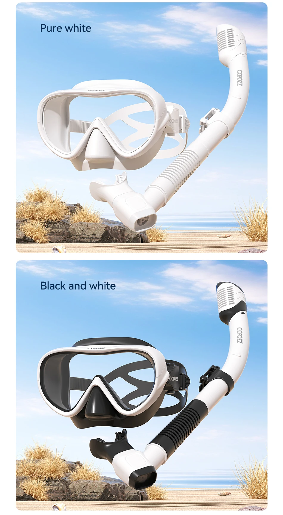 COPOZZ Professionelle Tauchmaske Vollsichtmaske Unterwasser Schnorchel Maske Set Schwimmen Schnorchel HD Anti Nebel Tauchausrüstung – Detail 11