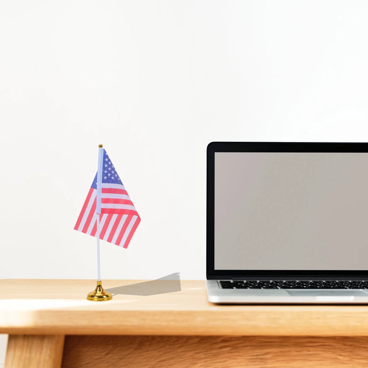 

48 pcs American Desktop Flag Gold Round Base Vivid Color Uv Resistant For Office Home Decor Festivals Military Events Desktop