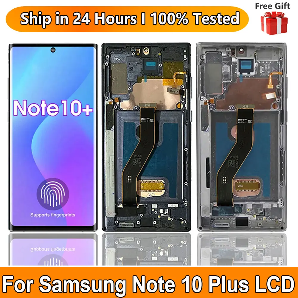 

For Amoled Note 10 Plus Screen for Samsung Galaxy Note10+ N975F Lcd Display Touch Screen with Frame Support S Pen Fingerprints