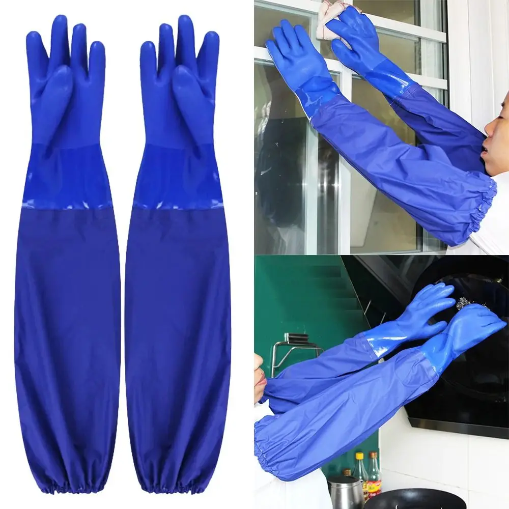 60CM Work Gloves Kitchen Accessories Waterproof Rubber Cleaning Gloves Fishing Sleeveless Sleeve Househeld Gloves Washing