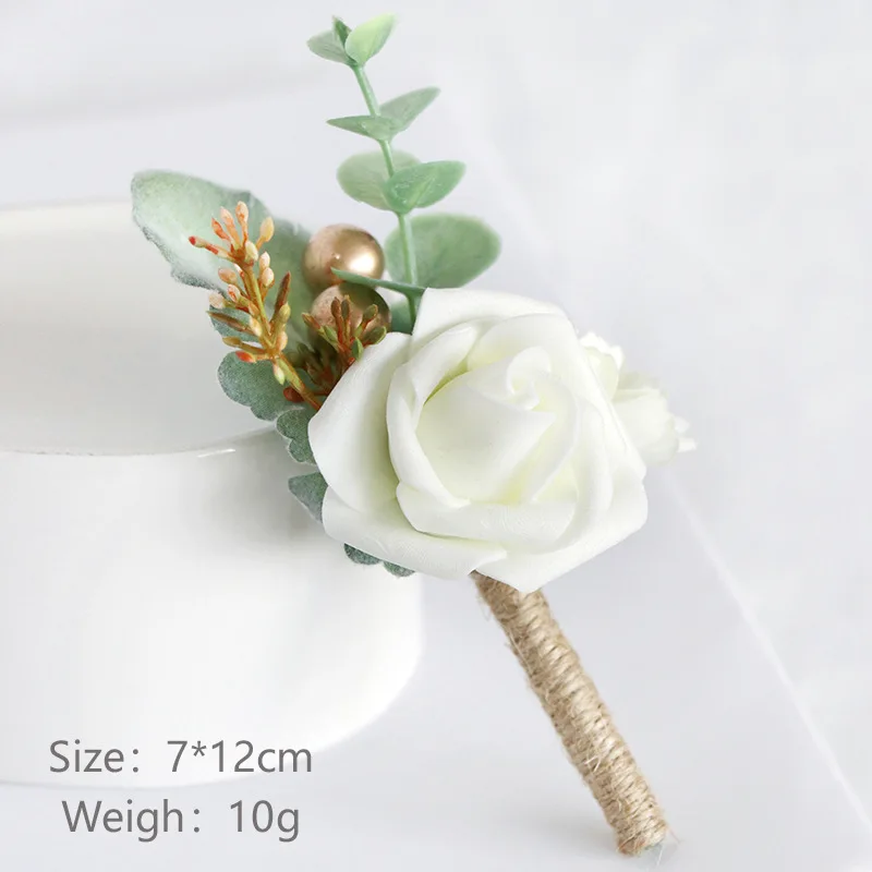 Bride Wedding Corsage  Groom Corsage Wedding Boutonniere Pink Rose Brooch Flowers Silk Lapel Pin Buttonhole Boutonniere