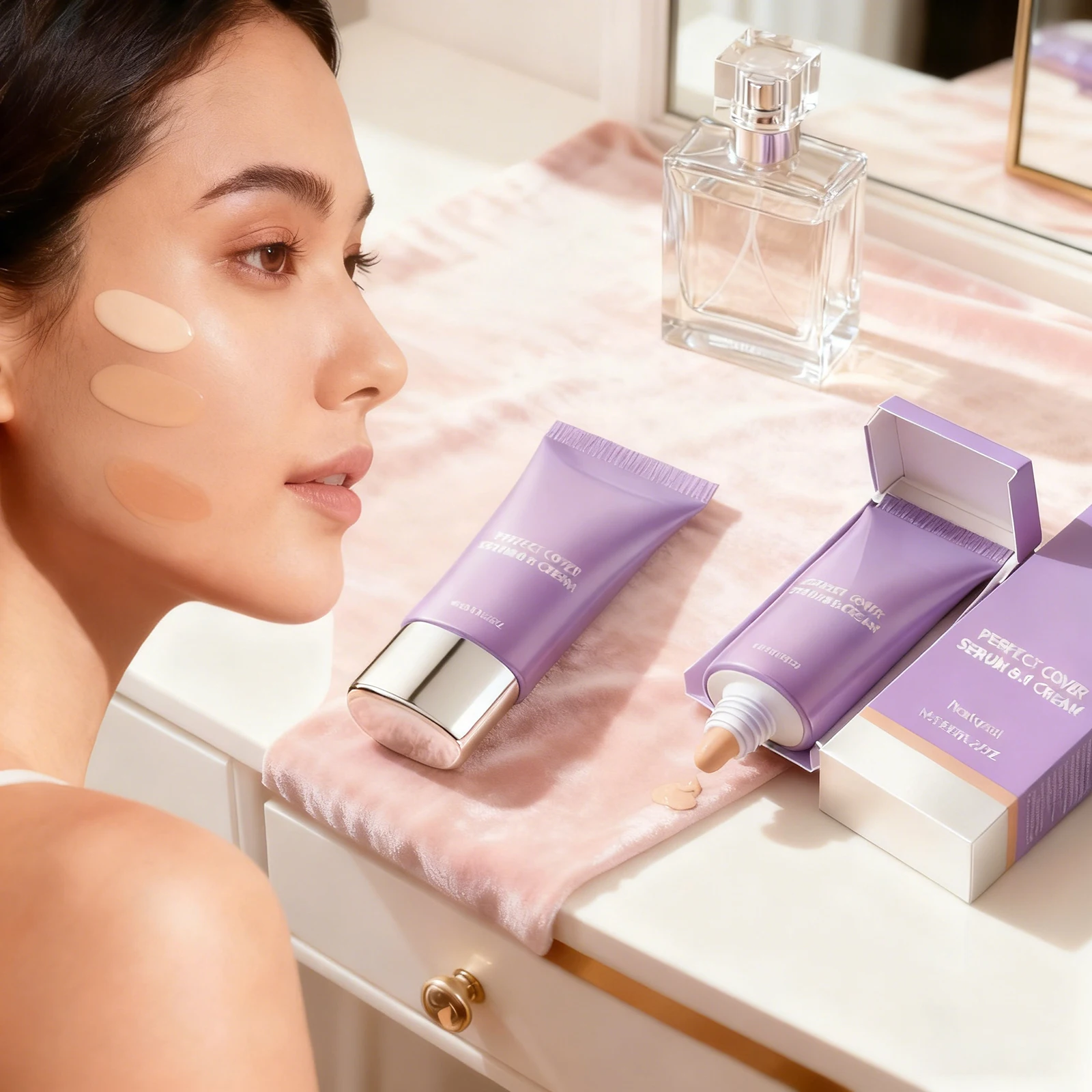 2-in-1 Moisturizing Serum BB Cream Flawless Foundation Concealer Multifunctional Lightweight Brighten Base Makeup Sensitive Skin