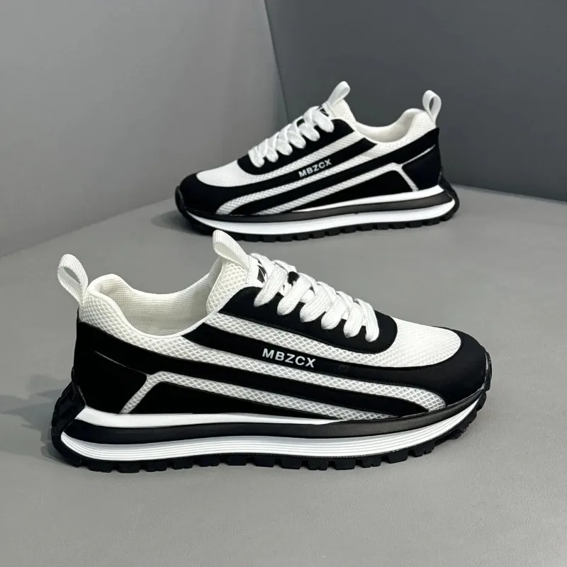 

LiveDay Men's Striped Interval Fashion Sports Shoes Non-Slip Breathable Mesh round Toe Wear-Resistant Summer Casual Shoes