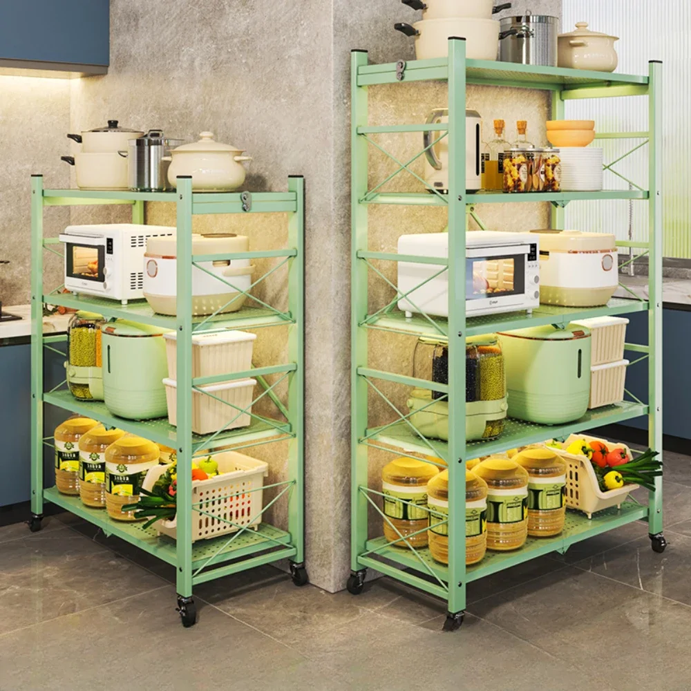 Foldable Storage Rack Large Iron Frame Multilayer Storage Multifunctional Metal Storage Shelves Save Space Kitchen Storage Rack