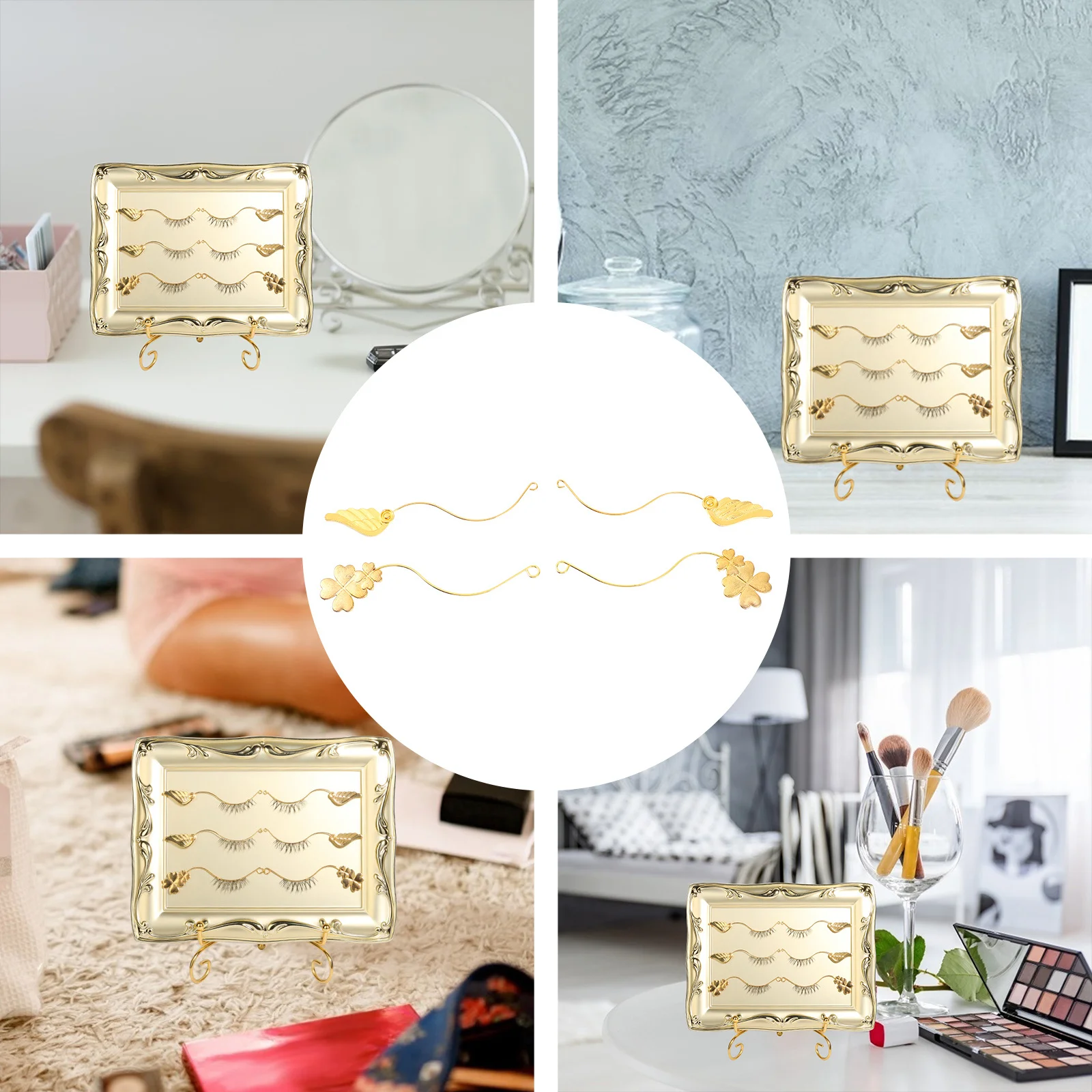 

NOLITOY 4pcs Golden False Eyelash Applicator Tool Lash Extension Display Holder Zinc Alloy Eyelash Curler