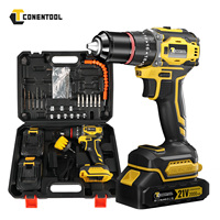 CONENTOOL 21V Brushless Wireless Electric Drill Screwdriver 27PCS Set Cordless Drill Driver 2pcs Battery 52 N.m for DIY Project