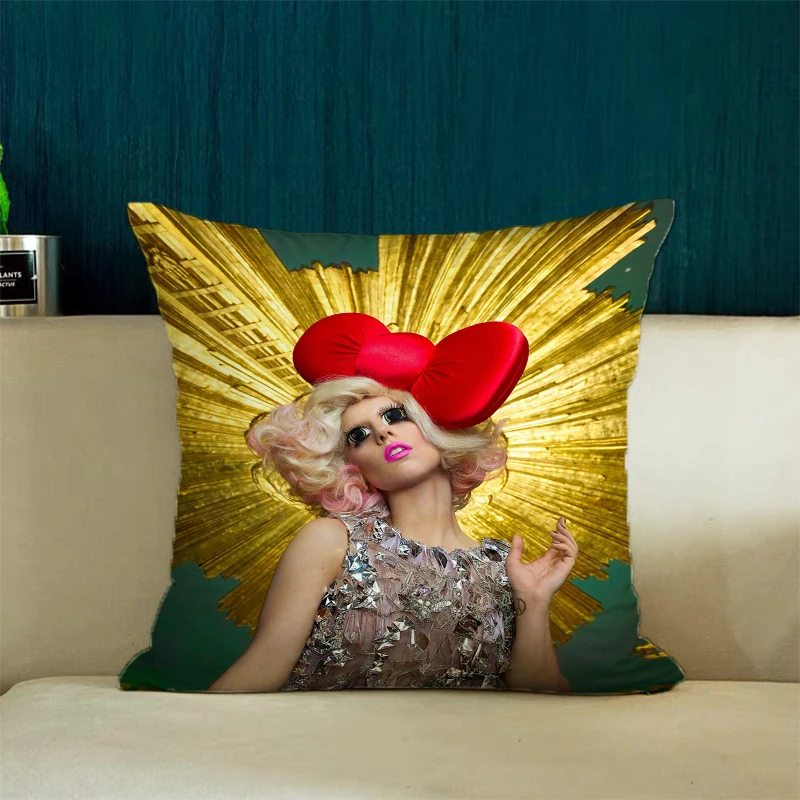 

L-Lady Gaga Pillowcases for Pillows 45x45 Cushions Cover Pillow Cases Decorative Cushion Cover 50x50 Pillowcase 45*45 Home Decor