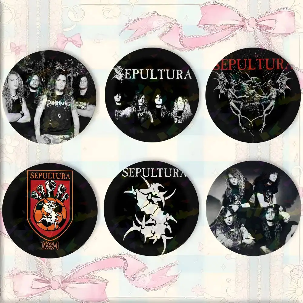 Sepulturas Rock Band Badge On Backpack Accessories Manga Icons Pins Round Cartoon Brooches For Clothes Bag Decor Gifts