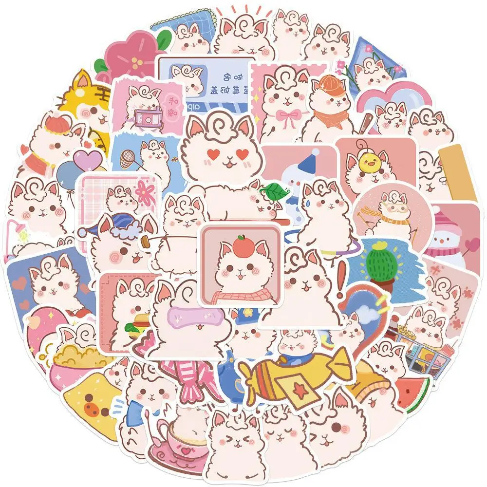 10/30/50PCS Cartoon Cute Alpaca Sticker Graffiti Animal iPad Computer Guitar DIY Scrapbook Wall Sticker Toy Decoration Wholesale