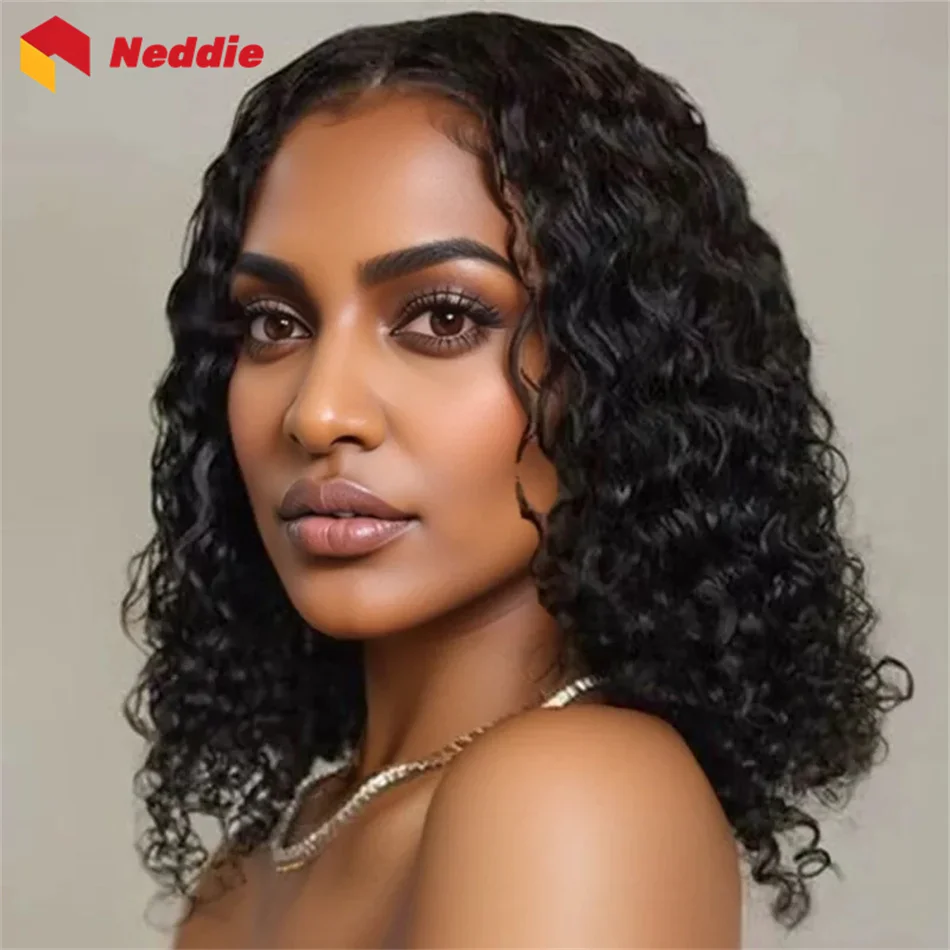 

Brazilian Black Deep Wave Curly 200 Density Lace Front Bob Wigs 13x6 100% Human Hair Frontal Wig for Women on Clearance Sale