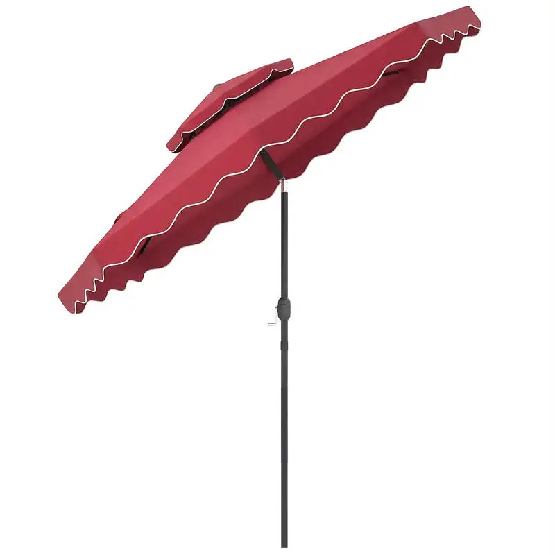 

9 Feet Patio Umbrella with Push Button Tilt and Crank-Wine