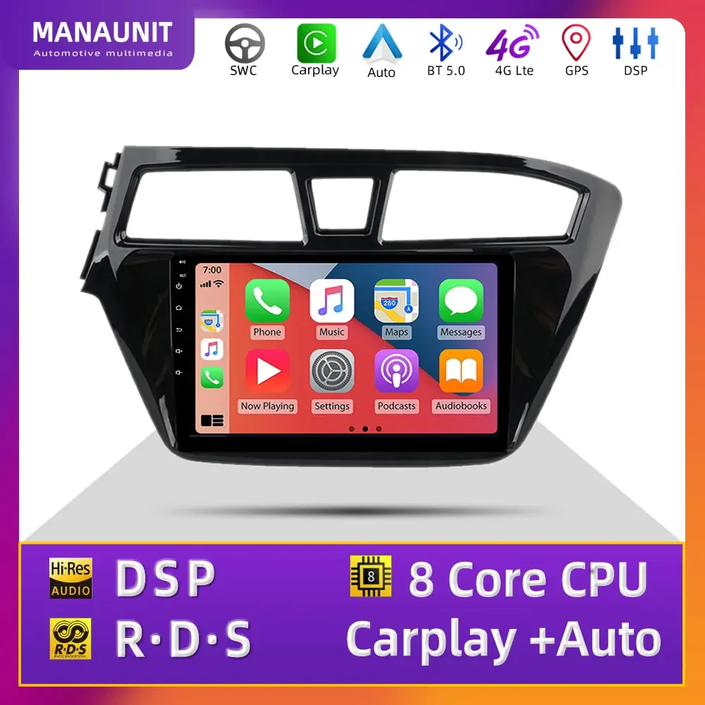 

For Hyundai I20 2014-2018 Car Multimedia Player,Carplay,Android Auto,Radio,Navigation,GPS,Stereo,Head Unit,DVD BT5 4G ADAS WiFi