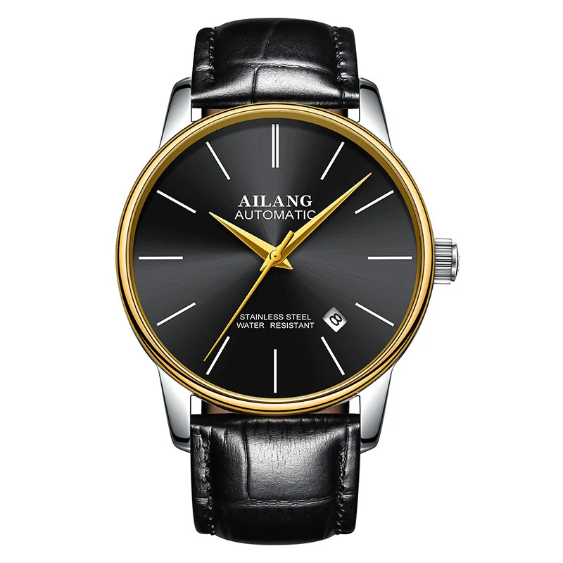 AL2603 Classic Slim High Quality Ailang Stainless Steel Case Mechanical Watch Automatic Water Resistant Leisure Style 10mm Thin