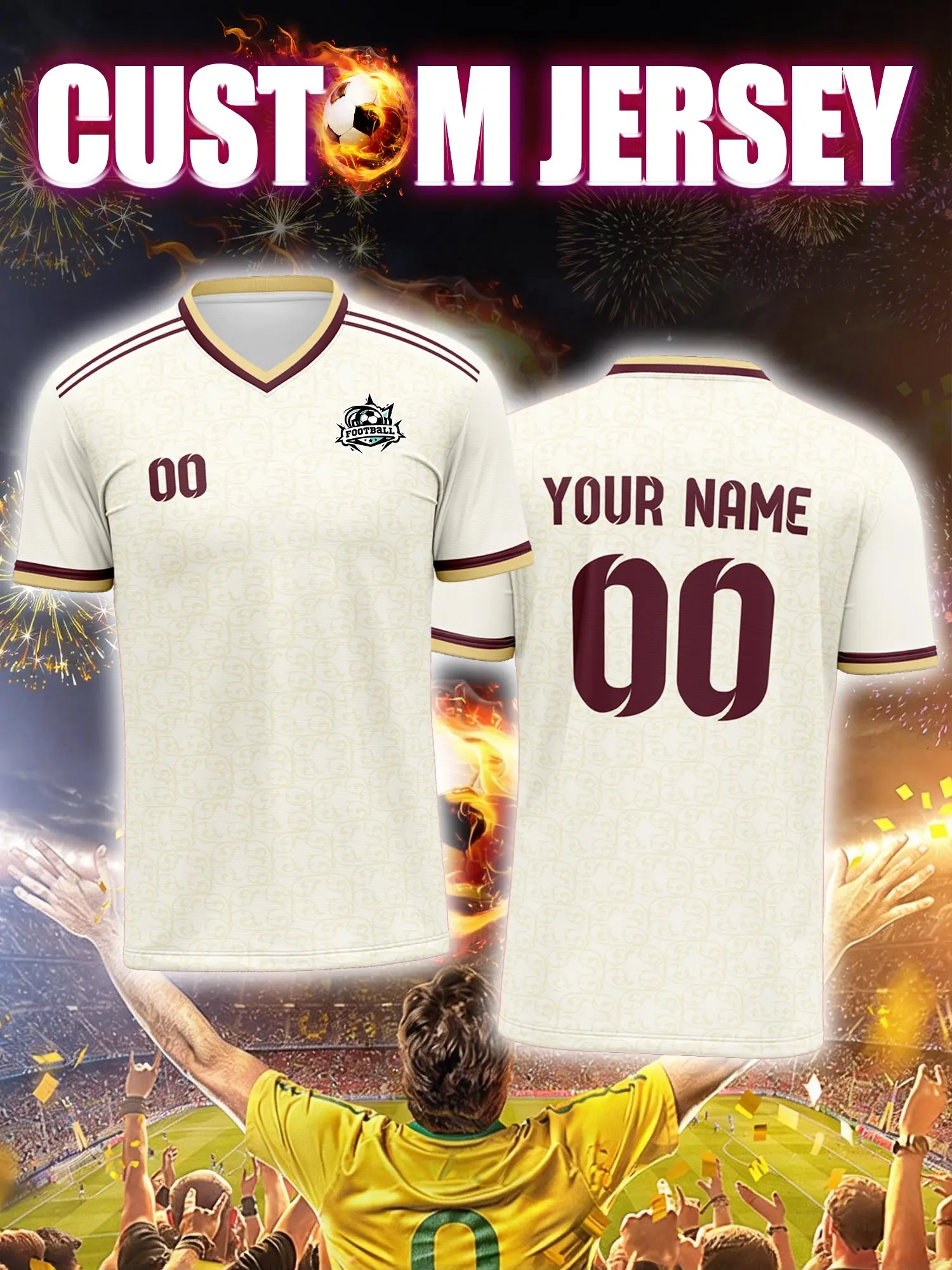 

Футбольная майка с индивидуальным изображением, номером и именем, эластичные широкие ребристые манжеты, удобная и комфортная унисекс-форма для футбольных матчей