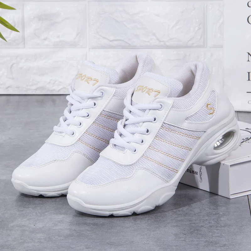 Dance Shoes Woman Ladies Modern Soft Outsole Jazz Sneakers Mesh Breathable Lightweight Female Dancing Fitness Shoes Sport