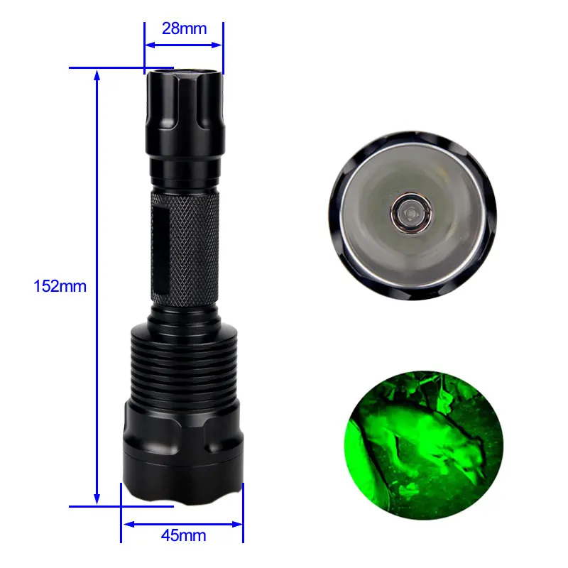Tactical Hunting Green Flashlight C12 Professional Zoomable LED Flashlight Tactical Torch USB Rechargeable Lantern for Outdoor