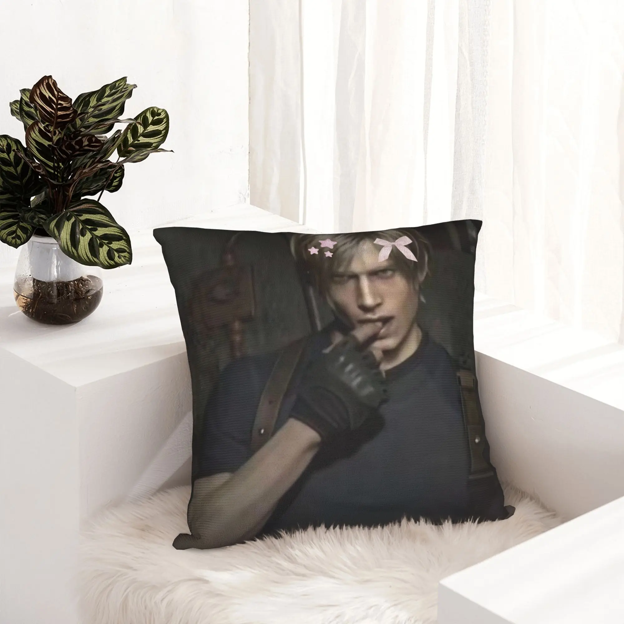 Cartoon Leon Kennedy Pillowcase Printed Polyester Cushion Cover Gift  Throw Pillow Case Cover Home Drop Shipping 45X45cm