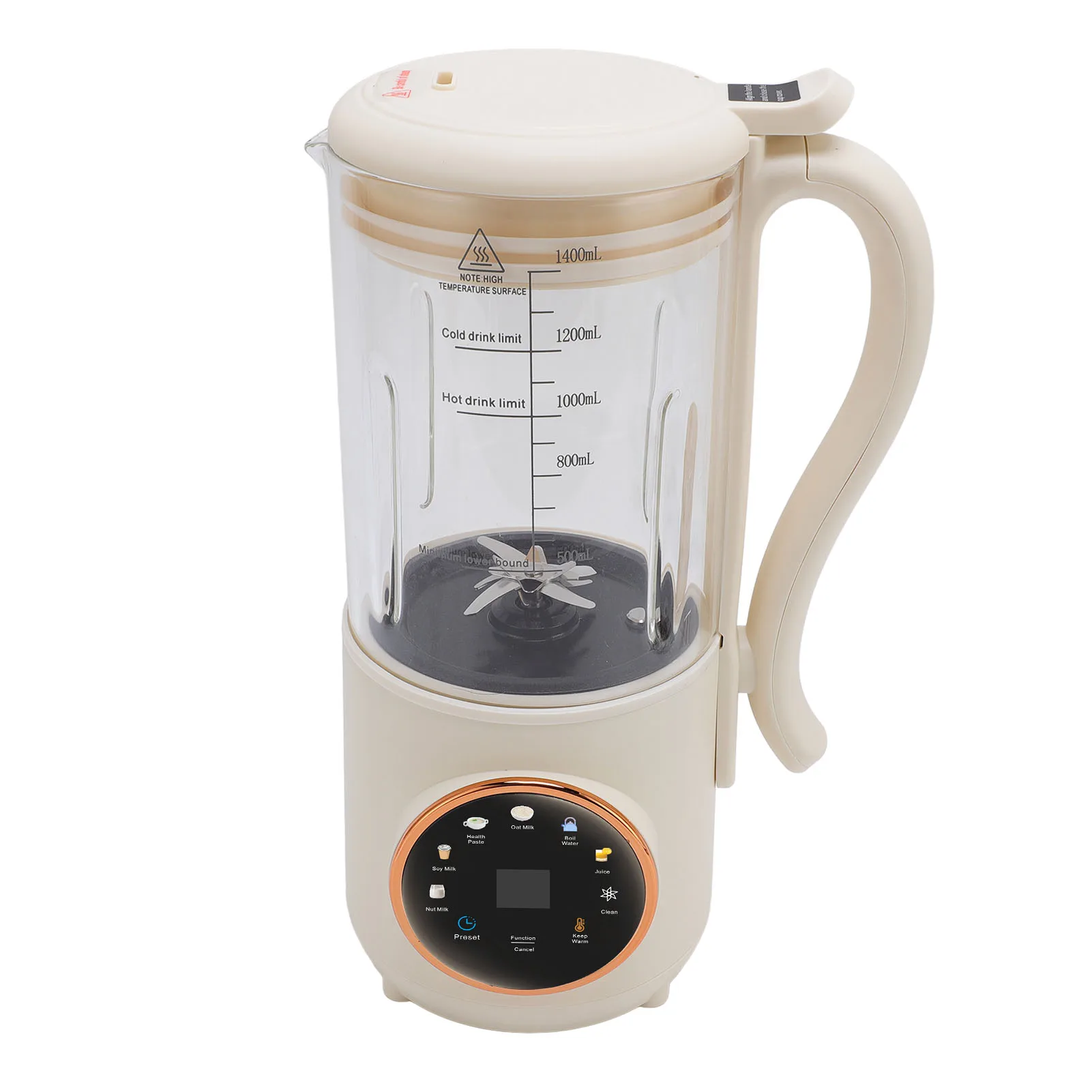 Machine à lait de soja multifonctionnelle, 1,4 l, presse-agrumes avec synchronisation, nettoyage automatique, fonction d'isolation, 600W