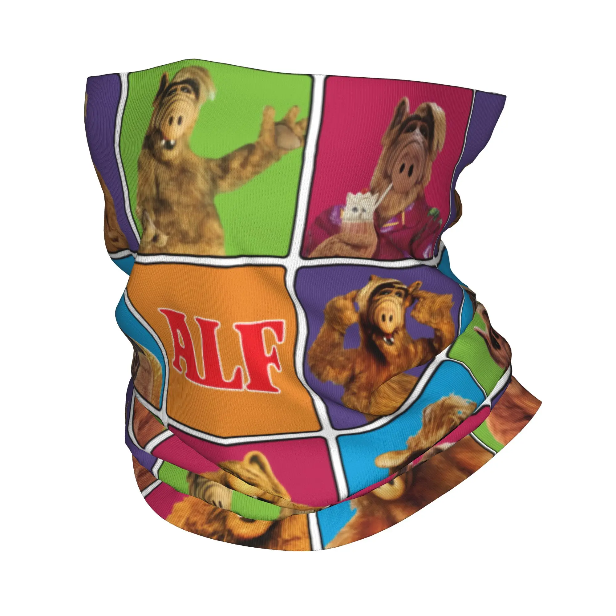 Custom Alien Life Form ALF Meme Collage Neck Gaiter Women Men Windproof Winter Sci Fi TV Show Bandana Scarf for Cycling