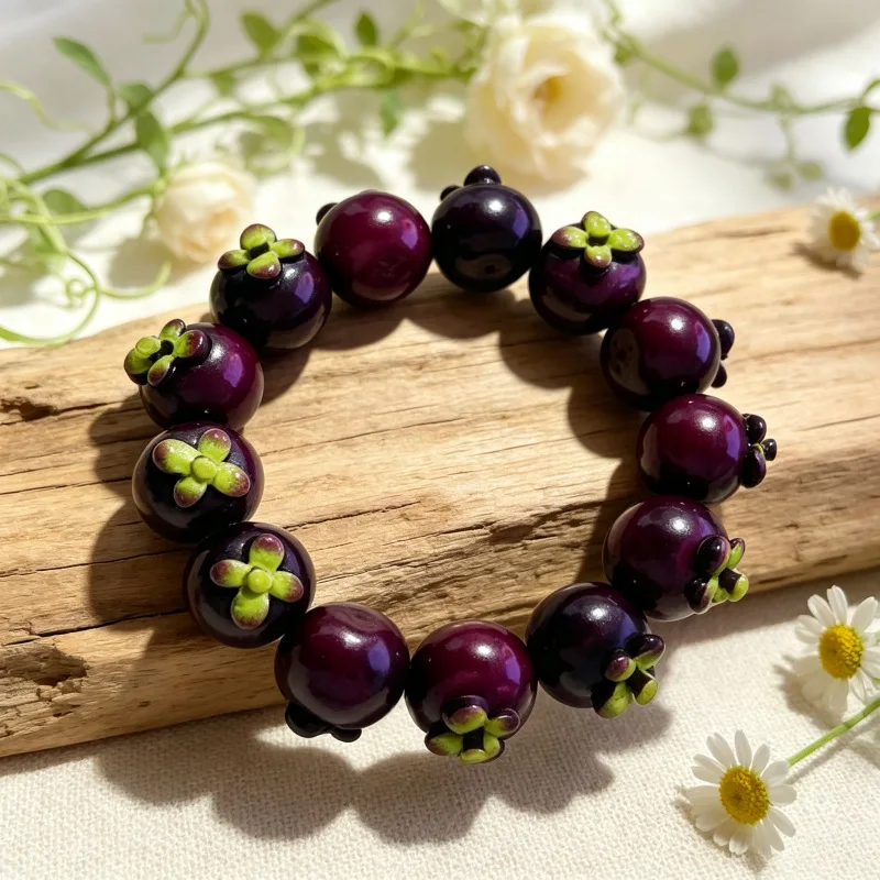 DOREMI Fruitcore Realistic Fruit Bracelet Ecofriendly Resin Apple Lemon Beaded Elastic Summer Jewelry Dopamine Gift Her Bracelet