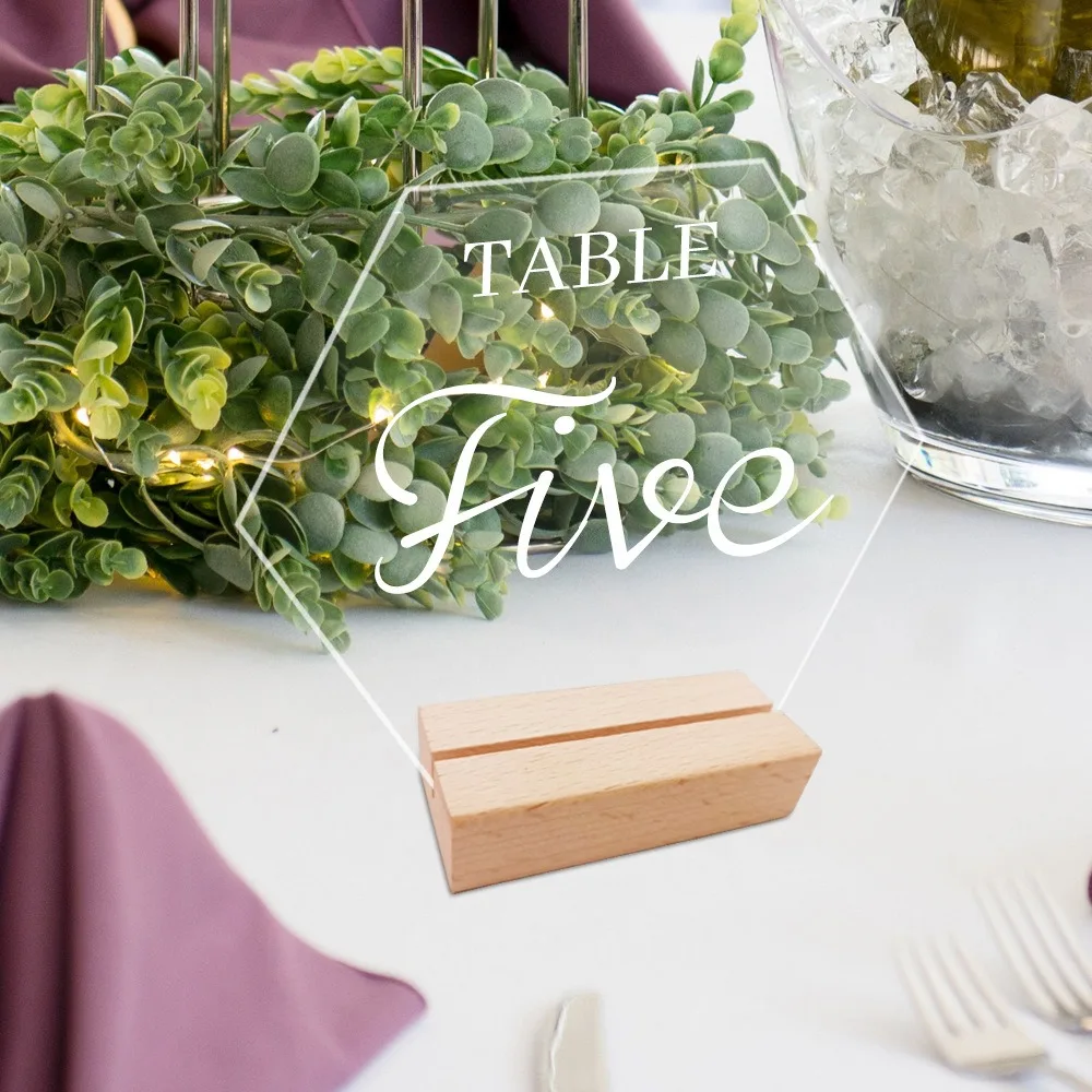 Table Place Card Round/Butterfly/Hexagon with Base Menu Display Frame Table Number Sign Table Number Plate Card Display Stand view 3
