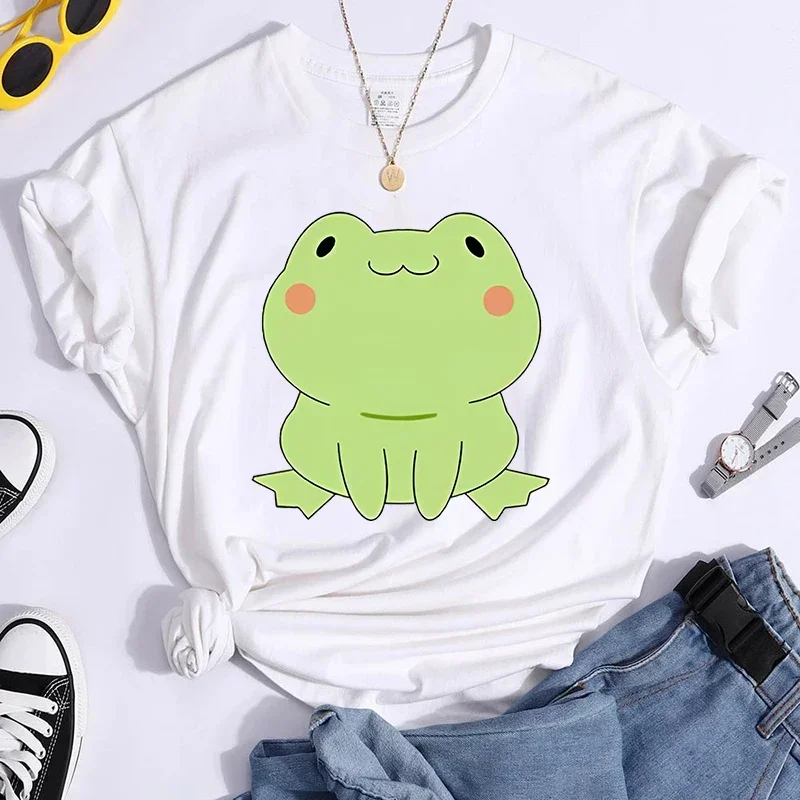 New Hot Cute Frog Print T-shirts Women Men Summer Casual T-shirts O Neck Short-sleeve T-shirts Fashion Shirts Tee