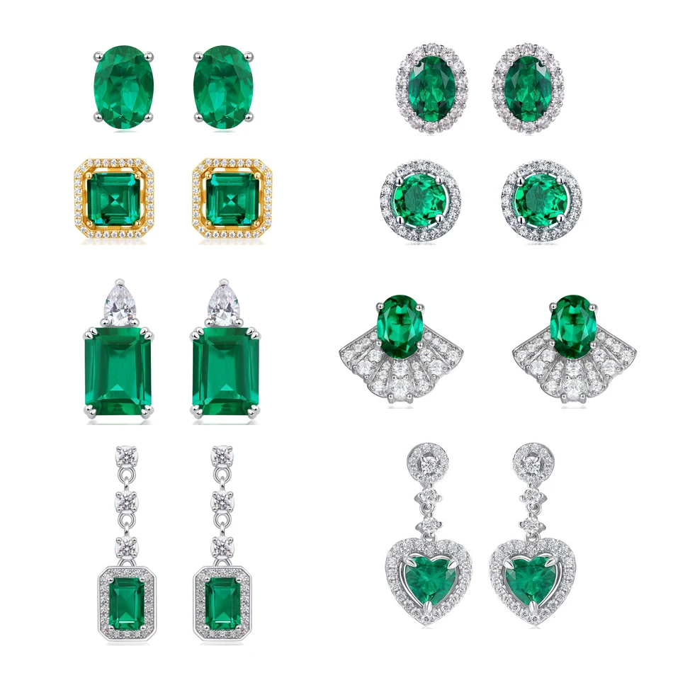 

ALLNOEL 925 Sterling Silver Stud Earrings For Women Round 1ct Lab Grown Emerald Classic Elegant Fine Jewelry Gifts Wholesale