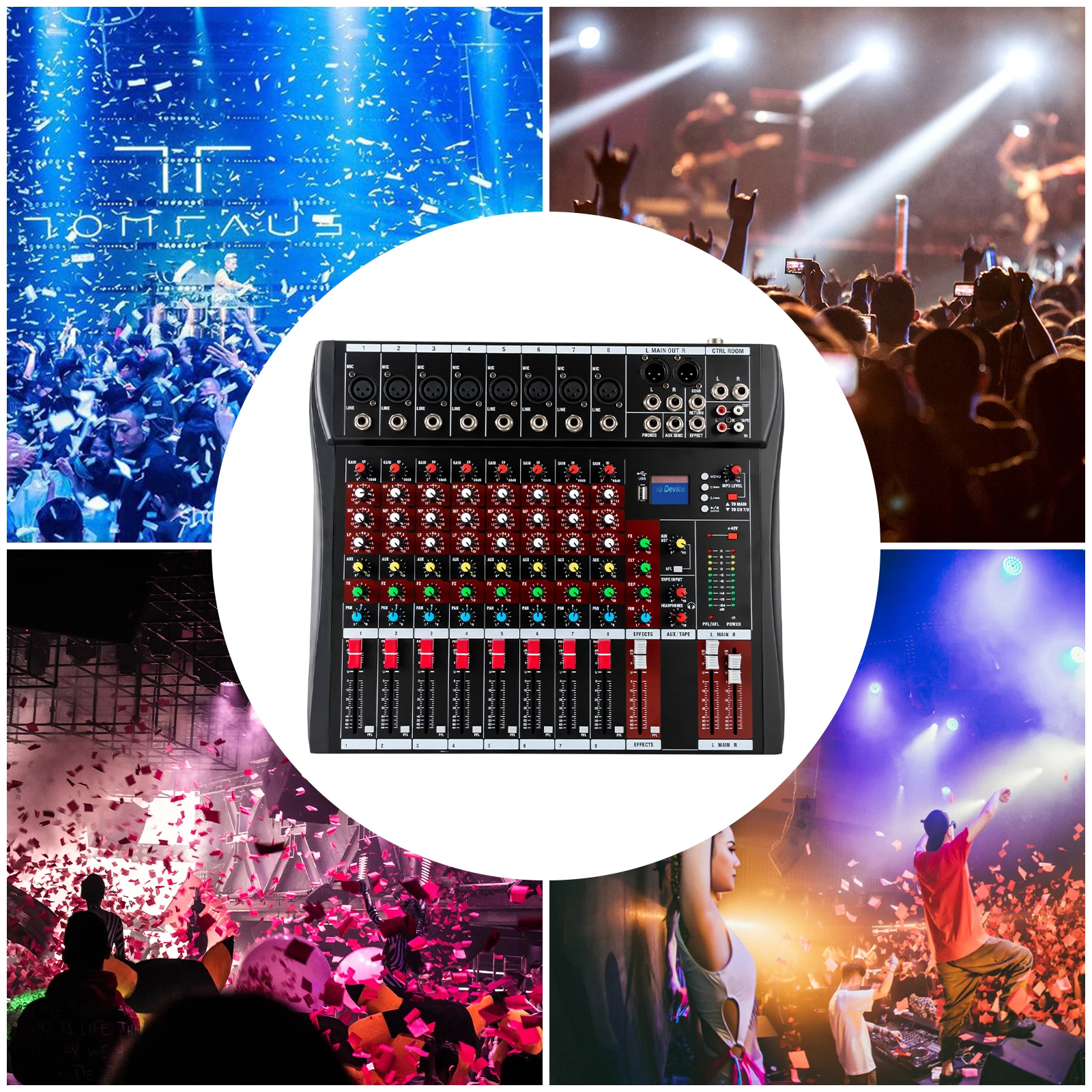 8-kanaals Bluetooth Live Studio Audio Mixer Bluetooth Live Studio Audio Mixer Mixing Console USB Professional