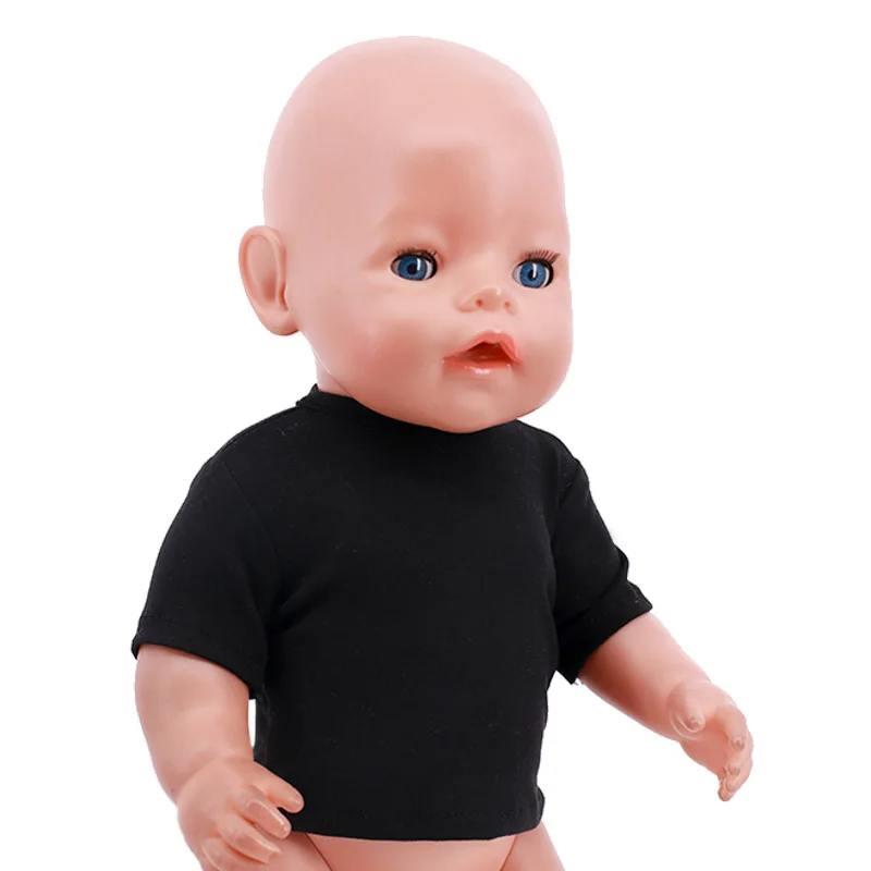 เสื้อผ้าตุ๊กตาเสื้อยืดฤดูร้อนผ้าฝ้ายแท้แขนสั้นทำด้วยมือสีทึบเสื้อผ้าสำหรับ 16-18 นิ้ว, 43 ซม.ตุ๊กตาเด็ก DIY ของเล่นของขวัญ