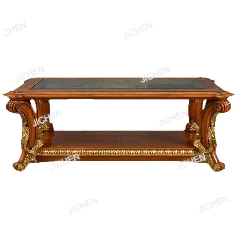 

European-style all-solid wood coffee table countertop parquet bungalow villa luxury living room square table