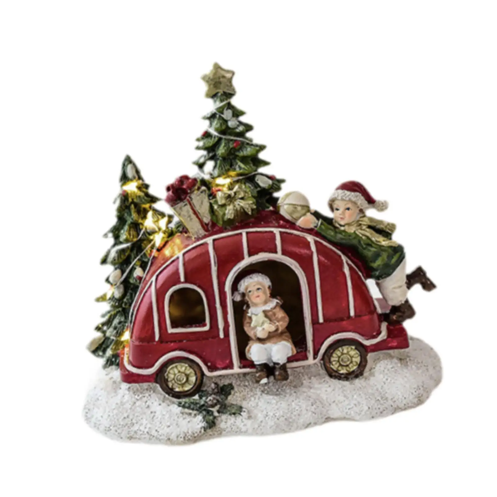 

Lighted Christmas Figurine Resin Tabletop Ornament for Cabinet Festival Desk