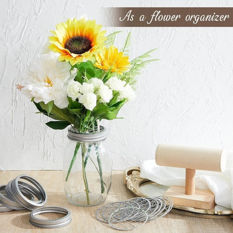 Flower Jar Insert Lid Insert Grides Flower Lid Insert Canning Jar Metal Flower Lid for Jar