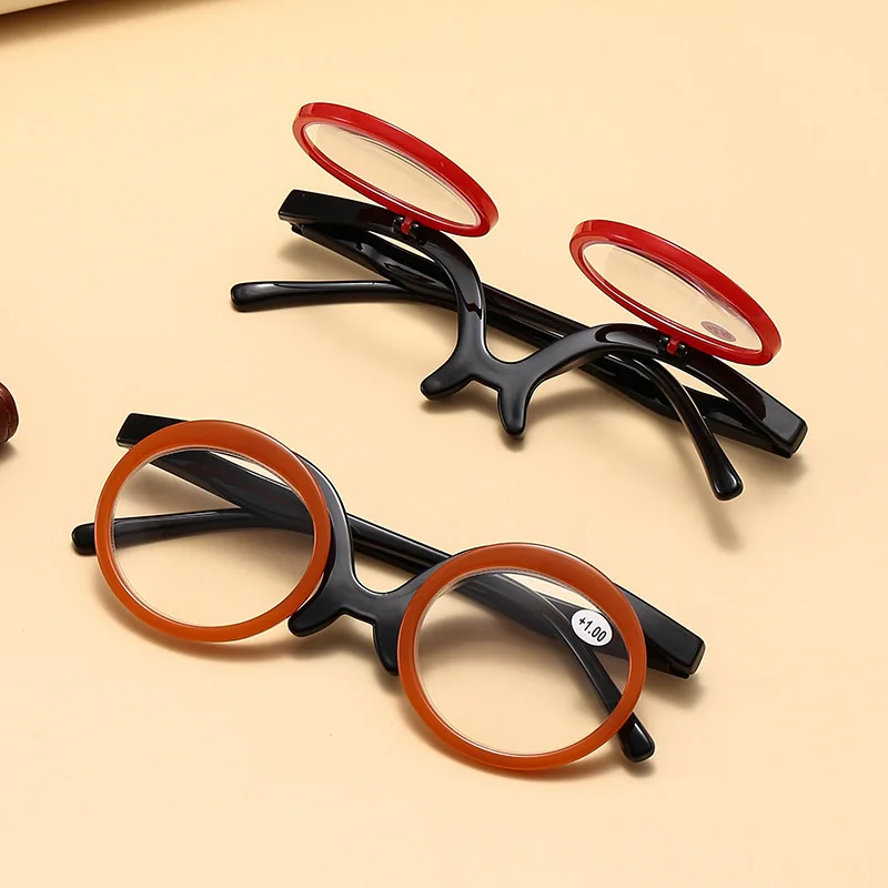 Praktischer einteiliger Flip-Make-up-Spiegel für ältere Menschen, neuer mehrfarbiger Rahmen, hochklappbare Make-up-Brille