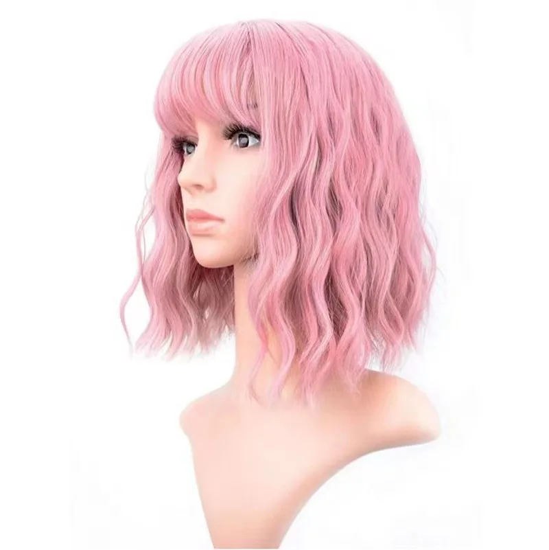 Hot selling cute girls with exquisite hairstyles, wigs, small waves, corn perm designs, styles, and bangs