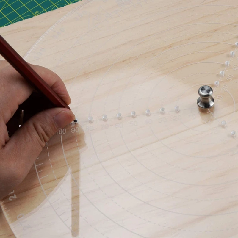 รอบ Center Finder เครื่องมือไม้เข็มทิศสำหรับ Woodturners ชามเครื่องกลึงทำงานอะคริลิคใสวาดวงกลม
