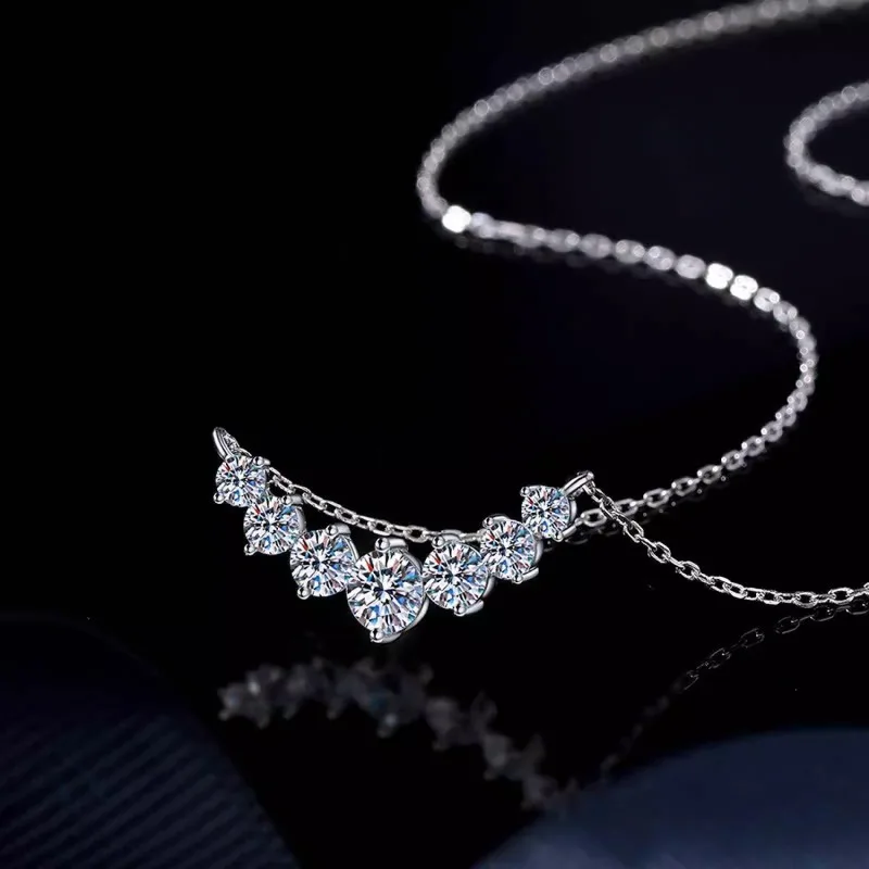 

1.7-5.0ct D Color Moissanite Woman Pendantminimalist Cz Stone Curved Pendant Necklace For Women Chains Party Fine Jewelry 925