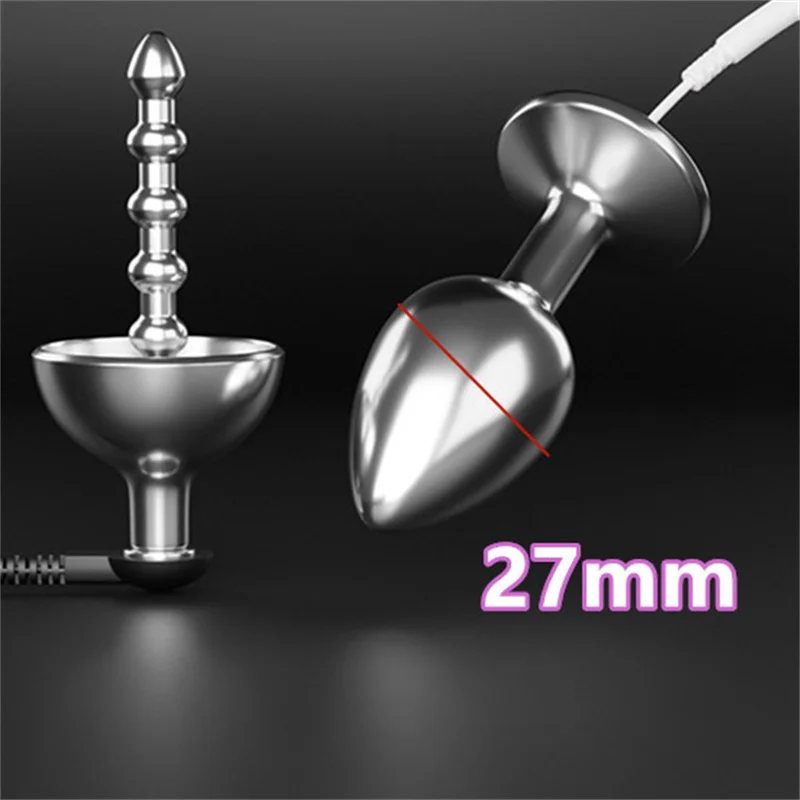 1 Set 8 Modes Electric Shock Metal Anal Bead Butt Plug Adult Sex Toys for Men Masturbation Horse Eye Massage Urethral Sounding