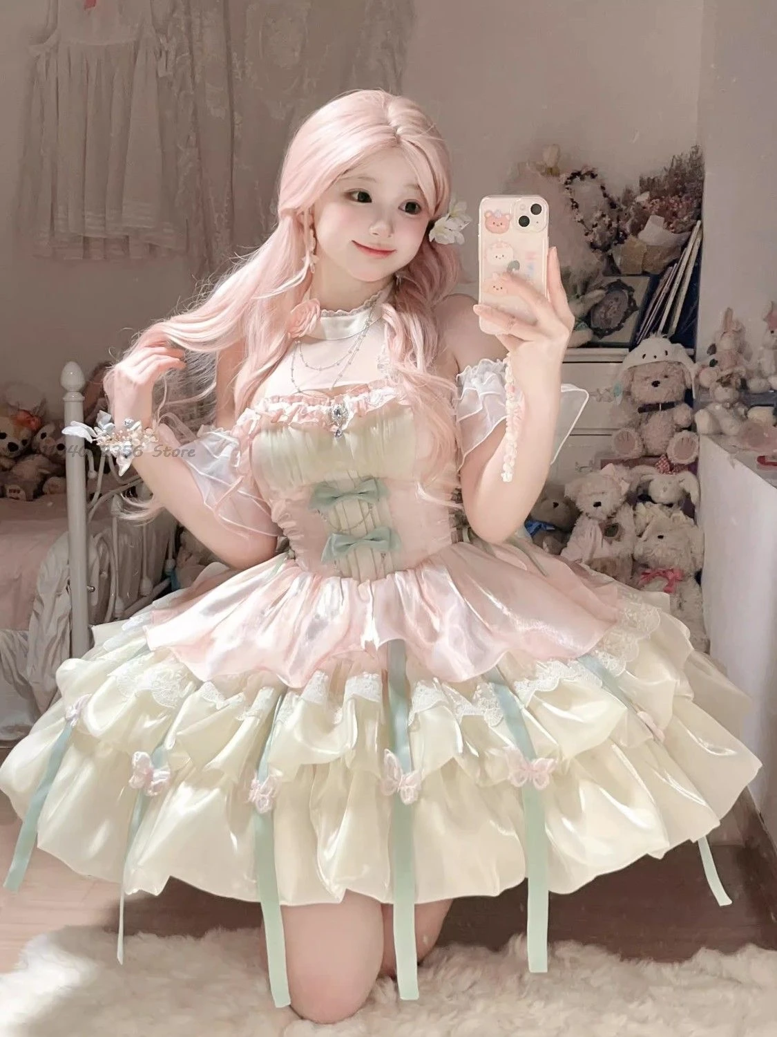 Mini vestido vitoriano vintage Lolita Princess para mulheres, babados de renda gótica Bow, vestidos de festa sem mangas, doce vestido elegante para menina, Y2K