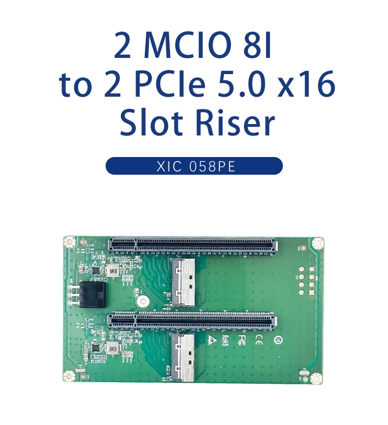 Dual MCIO 8I zu 2* PCIe5.0 X16 Slot Riser-Karte mit ATX 2*3 Pin GPU-Stromanschluss – Detail 1