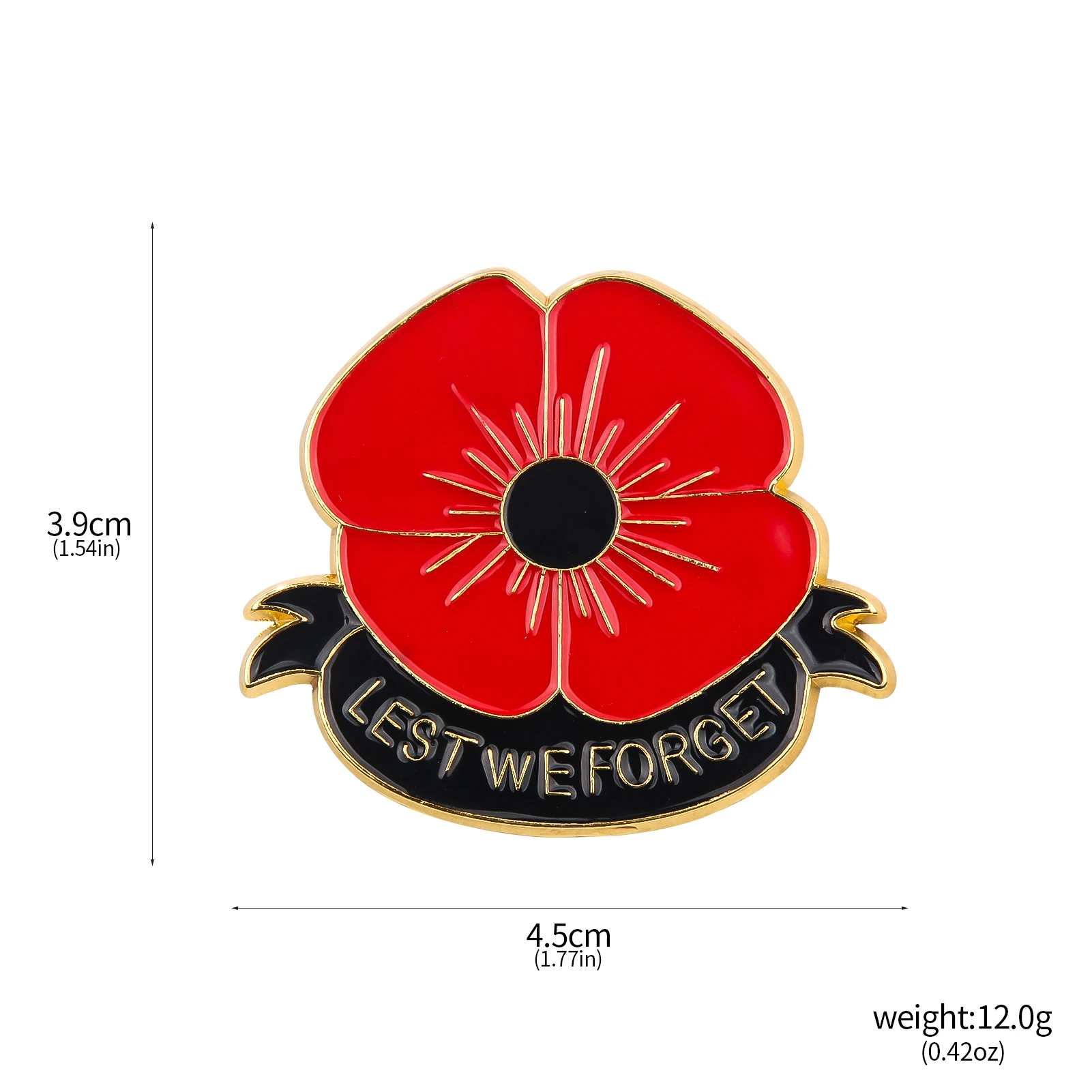 Remember Memorial Day Gifts Flower Red Black Poppy Pins Brooch Lest We Forget Badge Brooch for Women Men Lapel Pin Jewelry