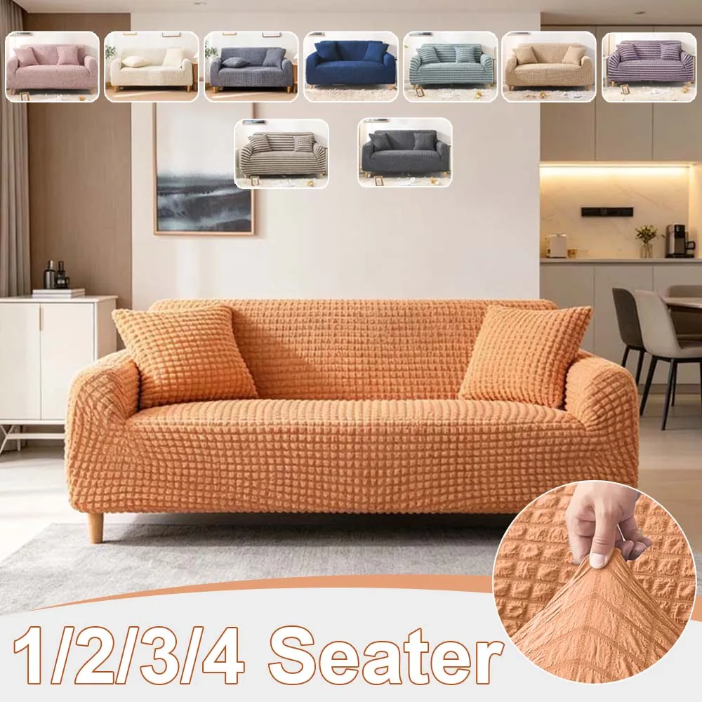 Luxury Bubble Gauze Sofa Cover All-Season Stretch Dustproof Slipcovers for 1-4 Seater Couch Furniture Protector for Home Decor