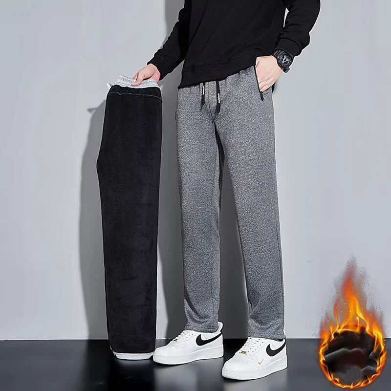 

Мужские осенние зимние теплые плюшевые костюмные брюки, мужские свободные прямые повседневные пиджаки, брюки до щиколотки, укороченные черные брюки