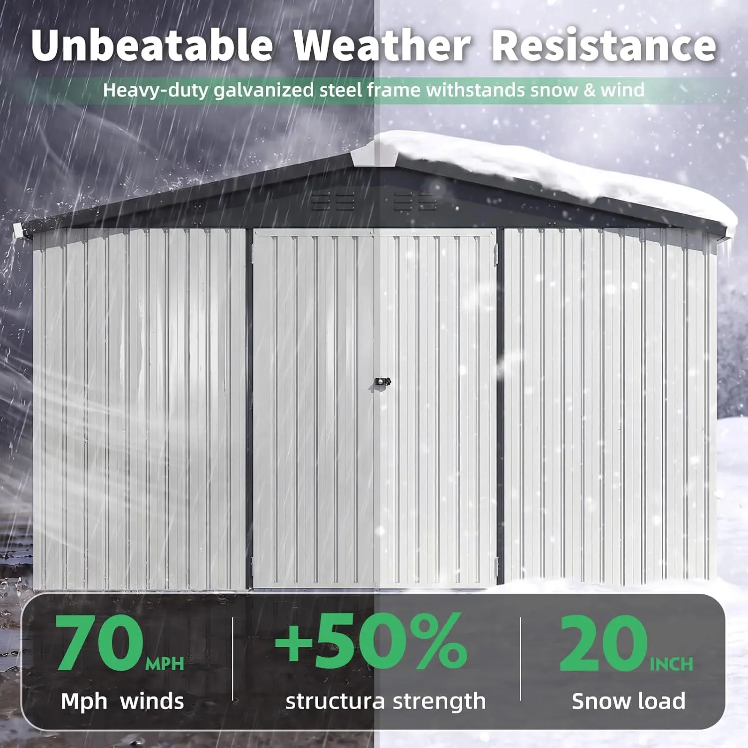 Waterproof Metal Storage Shed with Lockable Doors & Ventilation for Garden Tool & Lawn Mower, 12x12ft, Customized
