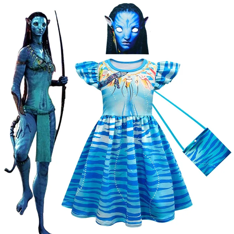 Avataring o caminho da água alienígena cosplay vestido 3d menina crianças avatararing 2 cosplay traje festa de halloween vestir-se roupas máscara