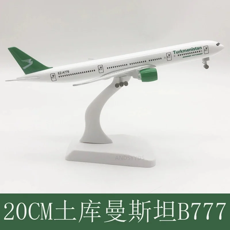 

Масштаб 20 см, модель самолета Turkmenistan B777, литая под давлением металлическая модель самолета, игрушки для детей, коллекция статических дисплеев, подарок