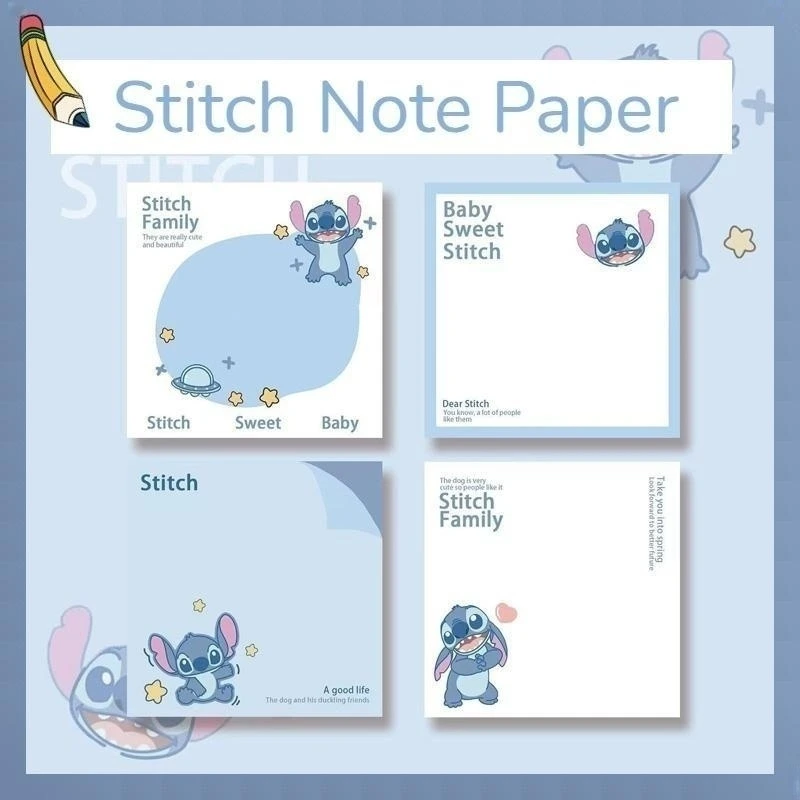 50 pcs Disney Cute Stitch Series Sticky Note Paper Student Message Sticker Cartoon Memo Pad Scrapbooking School Label Stationery