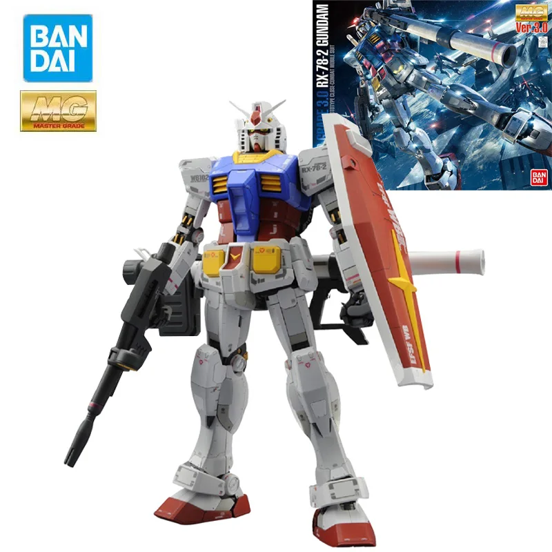 

Bandai Genuine Gundam MG Series 1/100 Model Garage Kit Anime Figure RX-78-2 GUNDAM Ver3.0 Boy Action Assembly Toy Collection