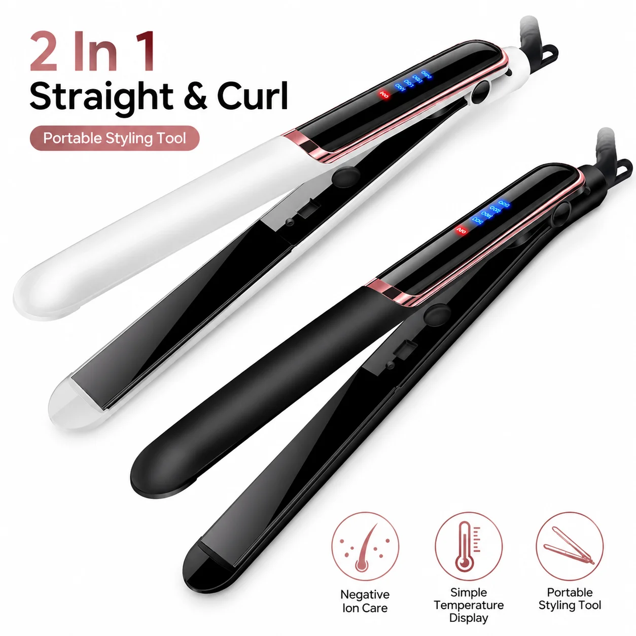 Mini Hair Straightener For Bangs Curler Flat Iron Ceramic Plate Hair Styling Tool Portable Curling Iron For Women Daily Use